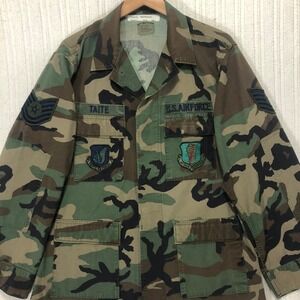 US Air Force Camo Jacket Military Patches Tactical Coat Medium Regular‎